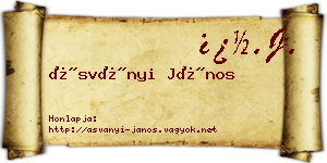 Ásványi János névjegykártya