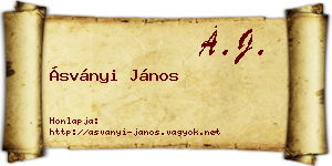 Ásványi János névjegykártya