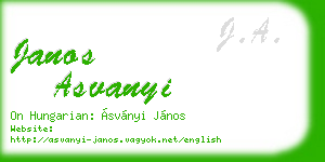 janos asvanyi business card